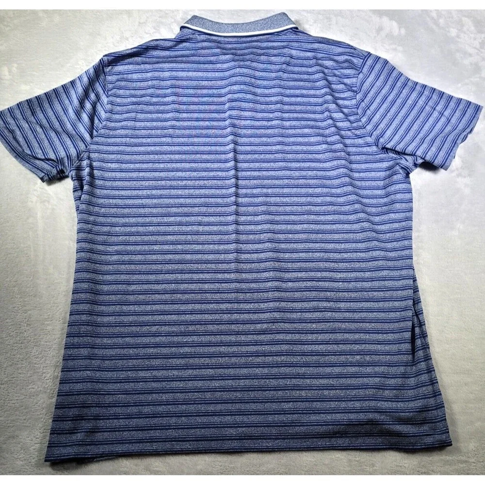 Nike Shirt Mens XL Polo Blue Striped‎ Dri-Fit Stretch Golf Short Sleeve Swoosh